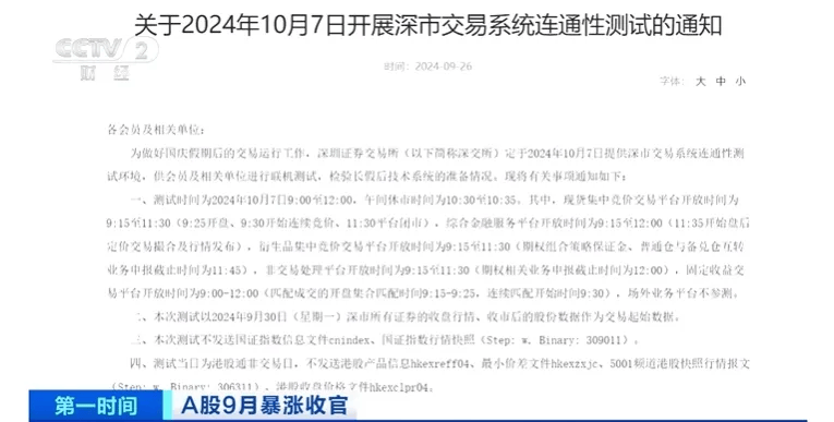 沪深交易所，明日全网测试
