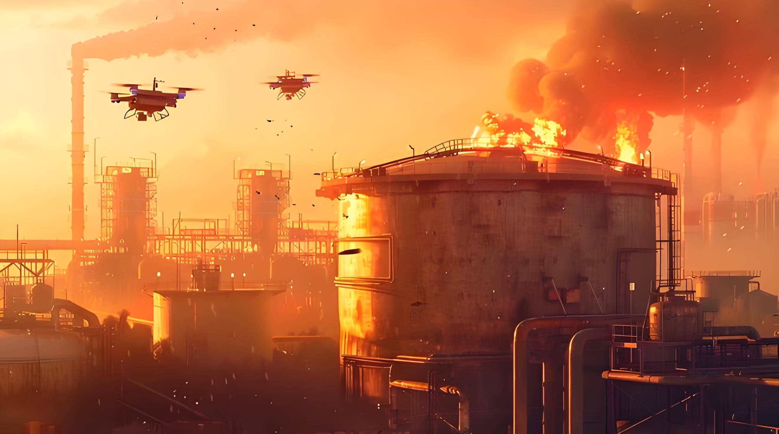 乌方1300公里远程打击，俄重要军工厂被炸穿，现场火光冲天